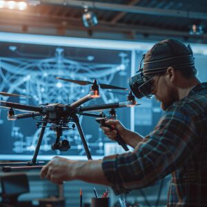 ai generated, engineer, technology, prototype, high-tech, workspace, drone design, engineering, innovation, tech equipment, development, research, advanced technology, drone engineering, blueprint, tech workspace, drone prototype, technical, tech, engineering process, tech setup, innovation lab, design, drone